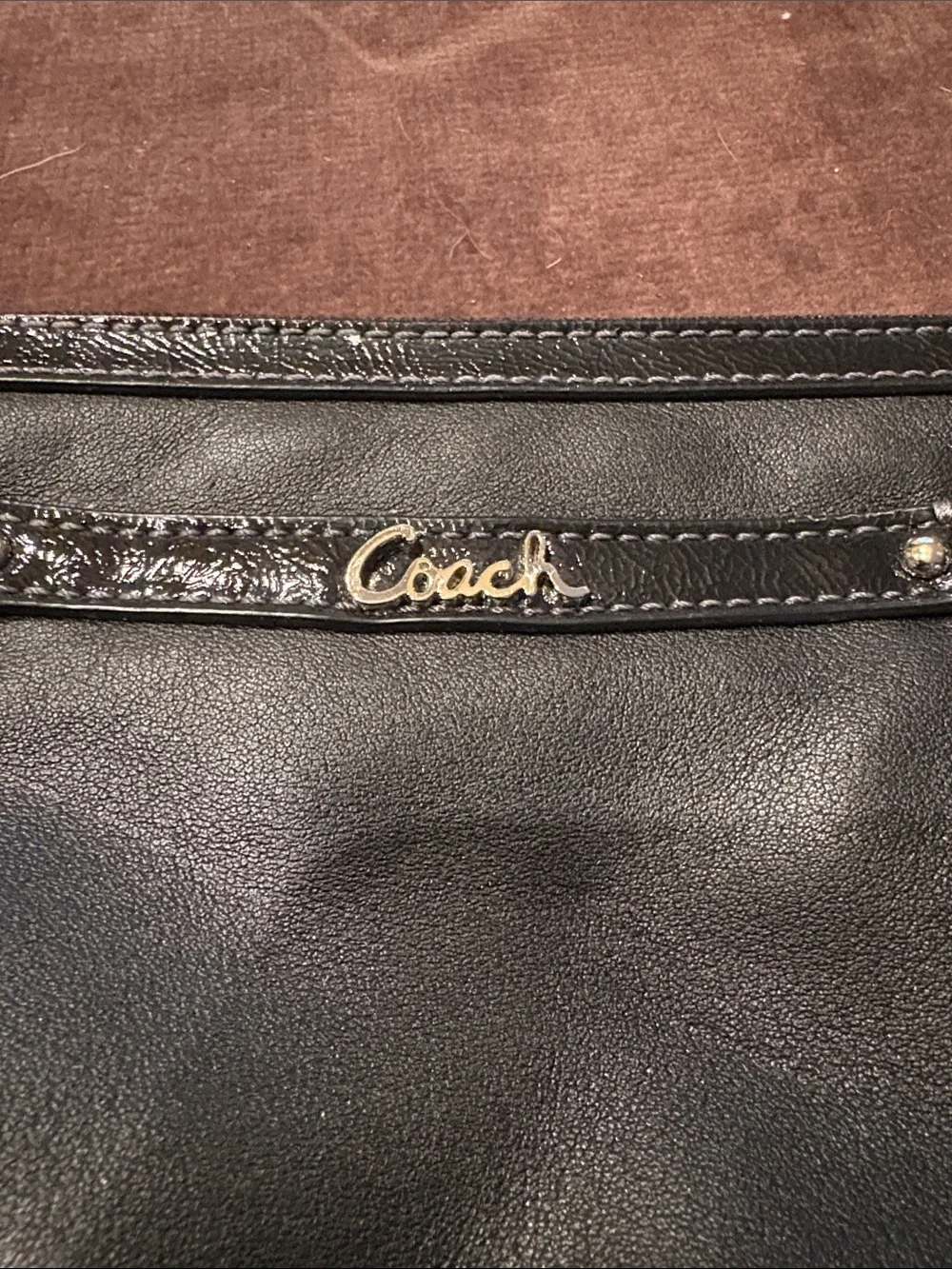 Coach Black Leather Wristlet with Logo Detail - Picture 5 of 6
